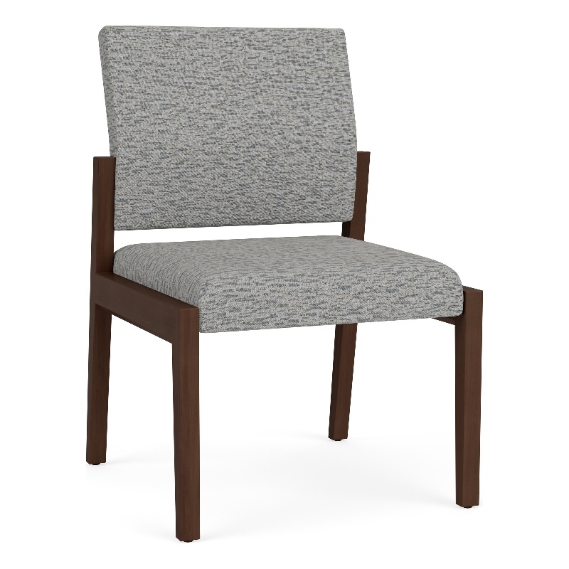 Pemberly Row Waiting Reception Armless Guest Chair Wood Frame in Gray