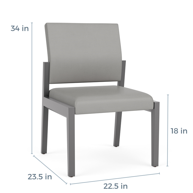 Pemberly Row Waiting Reception Armless Guest Chair Wood Frame in Beige