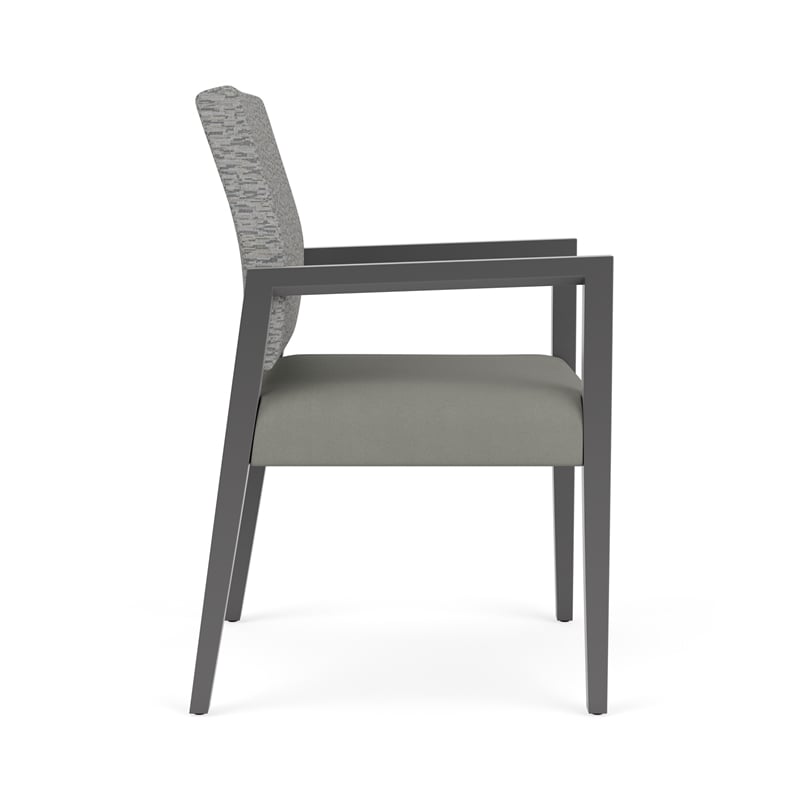 Pemberly Row Waiting Reception Guest Chair Wood Frame in Gray