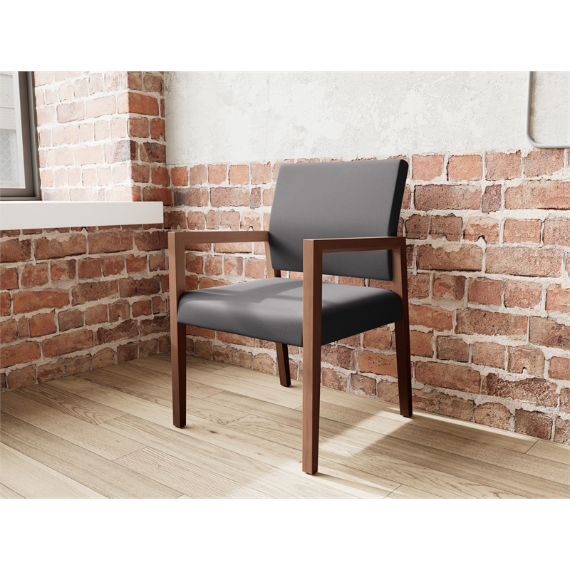Pemberly Row Waiting Reception Guest Chair Wood Frame in Black