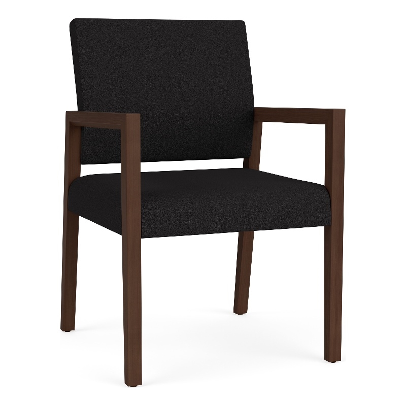 Pemberly Row Waiting Reception Guest Chair Wood Frame in Black