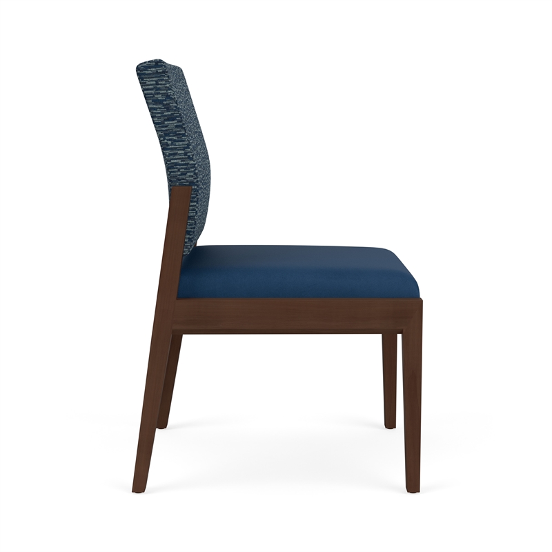 Pemberly Row Waiting Reception Armless Guest Chair Wood Frame in Blue