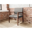 Pemberly Row Waiting Reception Wide Guest Chair Wood Frame in Gray