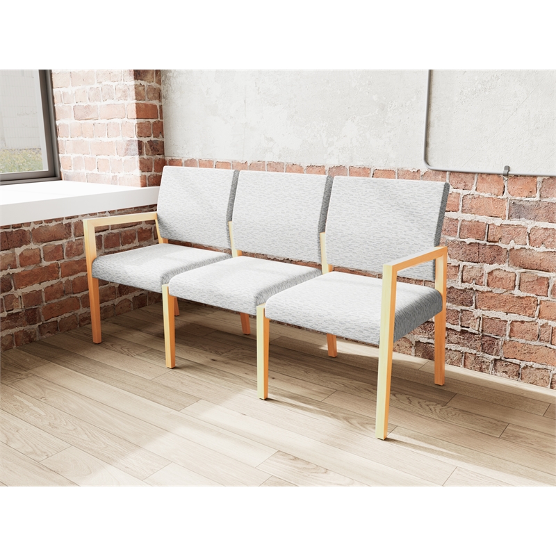 Pemberly Row Waiting Reception 3 Seat Tandem Seating No Center Arms in Gray