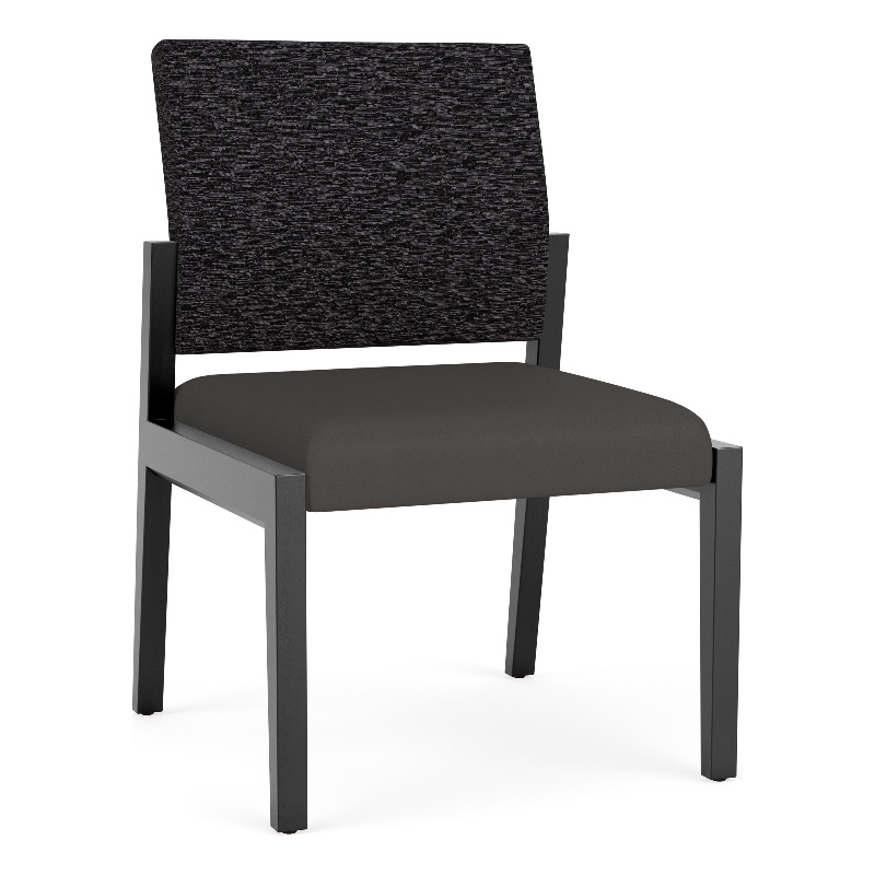 Pemberly Row Waiting Reception Armless Guest Chair Wood Frame in Gray