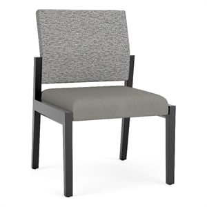 Pemberly Row Waiting Reception Armless Guest Chair Wood Frame in Gray