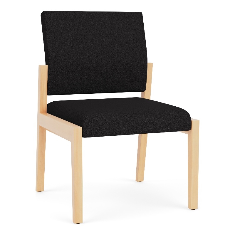 Pemberly Row Waiting Reception Armless Guest Chair Wood Frame in Black