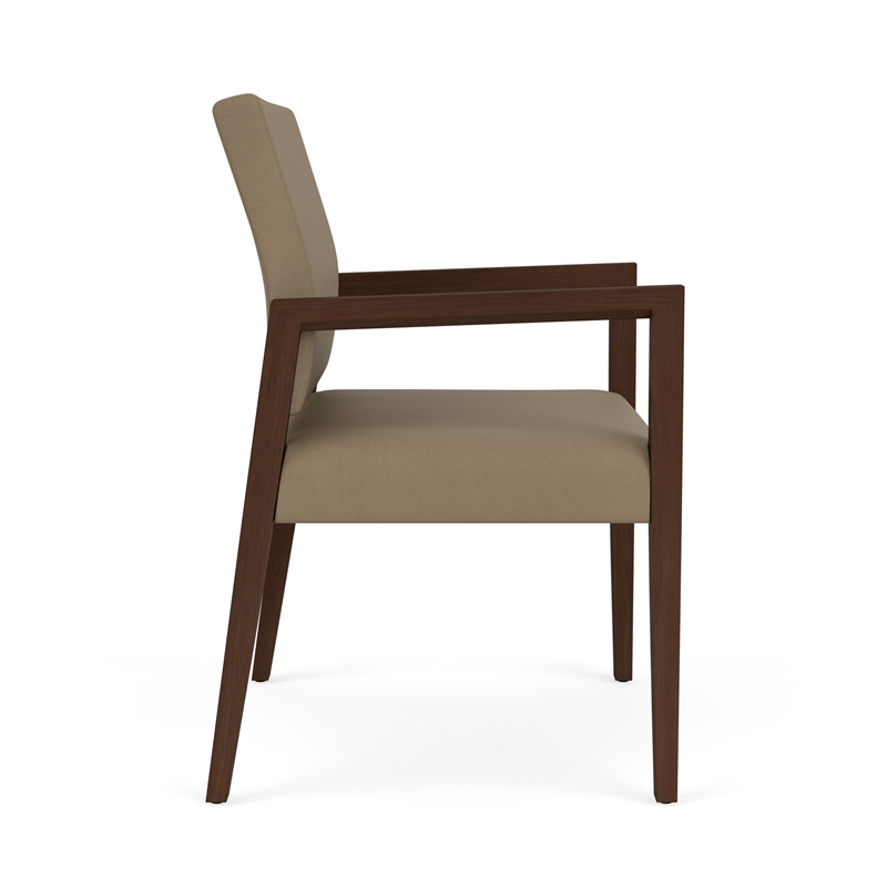 Pemberly Row Waiting Reception Wide Guest Chair Wood Frame in Brown