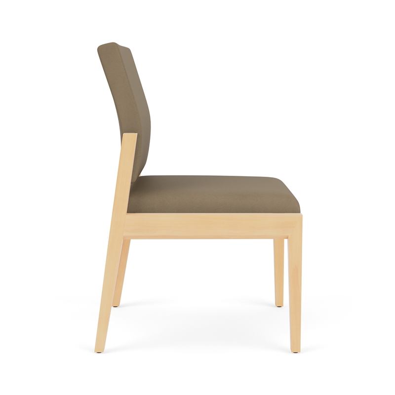 Pemberly Row Waiting Reception Armless Guest Chair Wood Frame in Brown