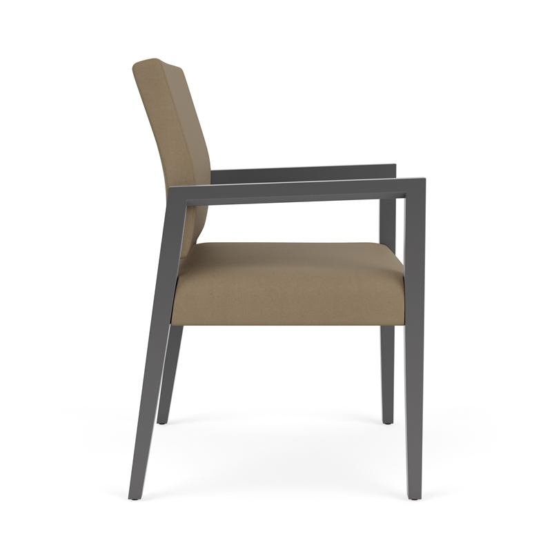 Pemberly Row Waiting Reception Wide Guest Chair Wood Frame in Brown