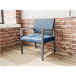 Pemberly Row Waiting Reception Wide Guest Chair Wood Frame in Blue