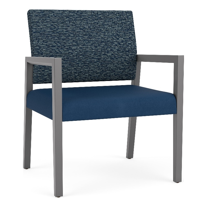 Pemberly Row Waiting Reception Wide Guest Chair Wood Frame in Blue