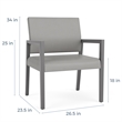 Pemberly Row Waiting Reception Wide Guest Chair Wood Frame in Gray