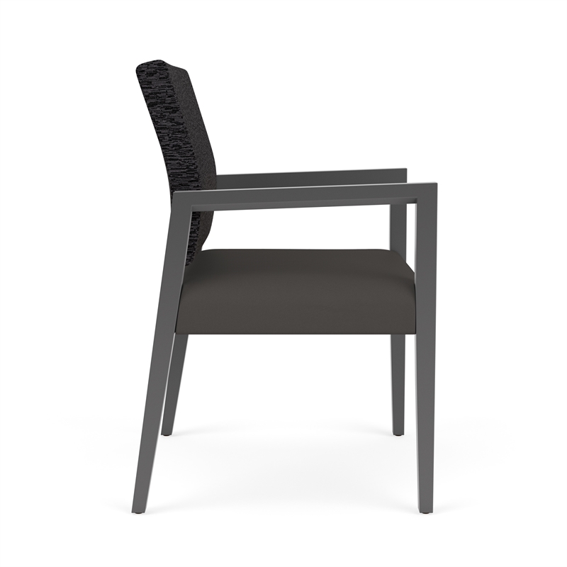 Pemberly Row Waiting Reception Wide Guest Chair Wood Frame in Gray