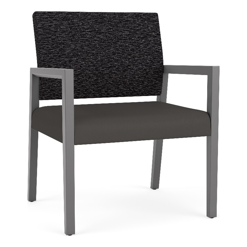 Pemberly Row Waiting Reception Wide Guest Chair Wood Frame in Gray
