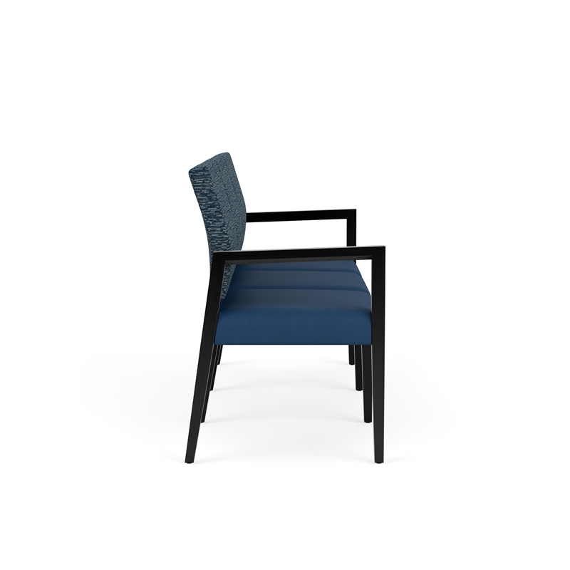 Pemberly Row Waiting Reception 3 Seat Tandem Seating No Center Arms in Blue