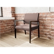 Pemberly Row Waiting Reception Wide Guest Chair Wood Frame in Brown