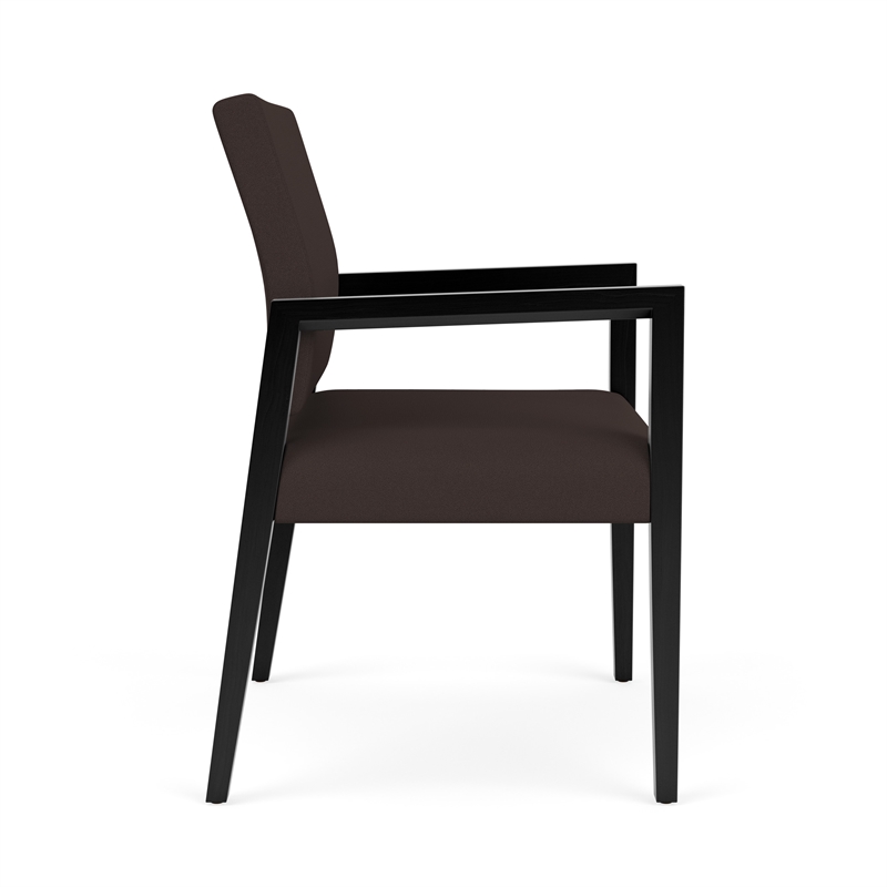 Pemberly Row Waiting Reception Wide Guest Chair Wood Frame in Brown