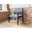 Pemberly Row Waiting Reception Wide Guest Chair Wood Frame in Blue