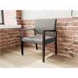Pemberly Row Waiting Reception Wide Guest Chair Wood Frame in Gray