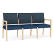 Pemberly Row Waiting Reception 3 Seat Tandem Seating No Center Arms in Blue