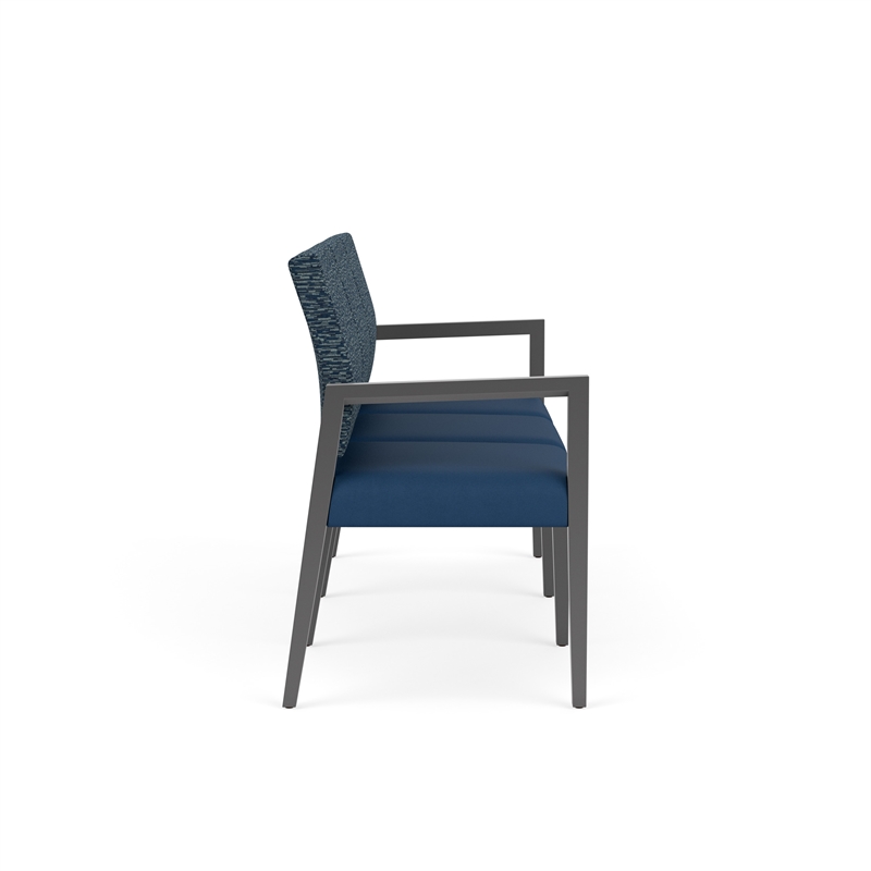 Pemberly Row Waiting Reception 3 Seat Tandem Seating No Center Arms in Blue