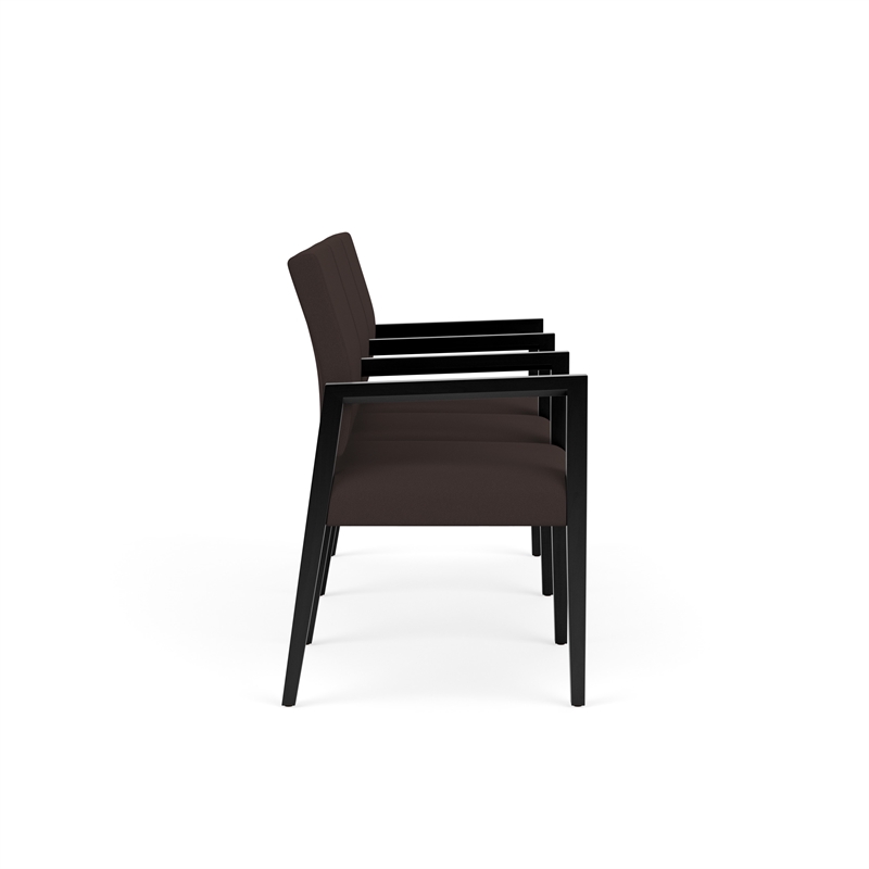 Pemberly Row Waiting Reception 3 Seat Tandem Seating Wood Frame in Brown