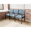 Pemberly Row Waiting Reception 3 Seat Tandem Seating Wood Frame in Blue