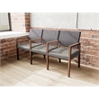 Pemberly Row Waiting Reception 3 Seat Tandem Seating Wood Frame in Gray