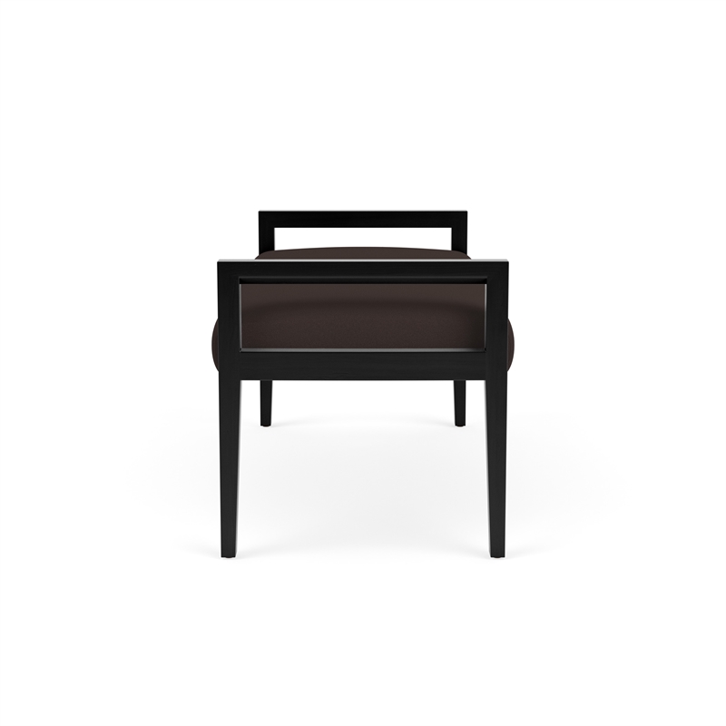 Pemberly Row Waiting Reception 2 Seat Bench Wood Frame in Brown