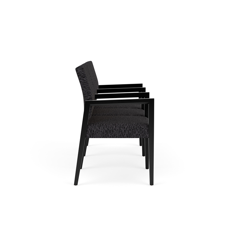Pemberly Row Waiting Reception 3 Seat Tandem Seating Wood Frame in Black