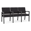 Pemberly Row Waiting Reception 3 Seat Tandem Seating Wood Frame in Black