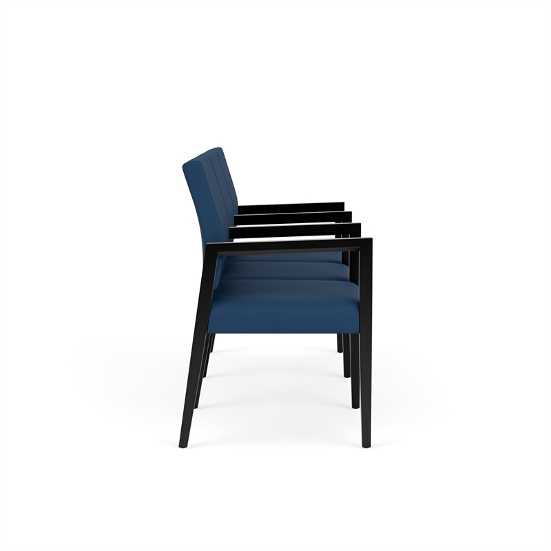 Pemberly Row Waiting Reception 3 Seat Tandem Seating Wood Frame in Blue