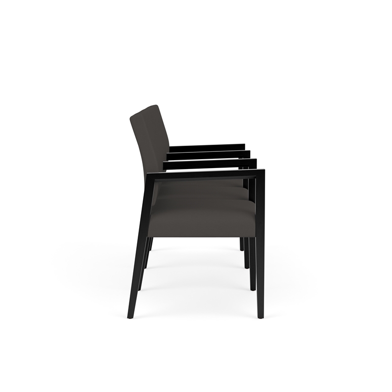 Pemberly Row Waiting Reception 3 Seat Tandem Seating Wood Frame in Gray