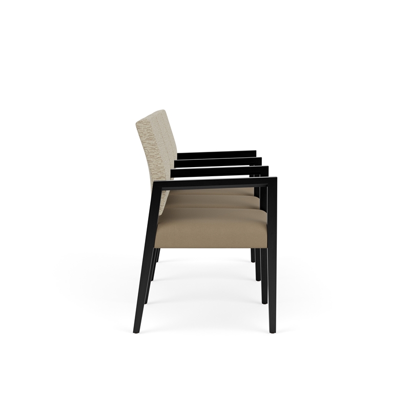 Pemberly Row Waiting Reception 3 Seat Tandem Seating Wood Frame in Brown