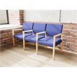 Pemberly Row Waiting Reception 3 Seat Tandem Seating Wood Frame in Blue