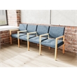 Pemberly Row Waiting Reception 4 Seat Tandem Seating Wood Frame in Blue