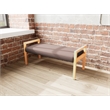 Pemberly Row Waiting Reception 2 Seat Bench Wood Frame in Brown