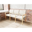 Pemberly Row Waiting Reception 3 Seat Tandem Seating Wood Frame in Beige