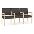 Pemberly Row Waiting Reception 3 Seat Tandem Seating Wood Frame in Gray