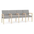 Pemberly Row Waiting Reception 4 Seat Tandem Seating Wood Frame in Gray