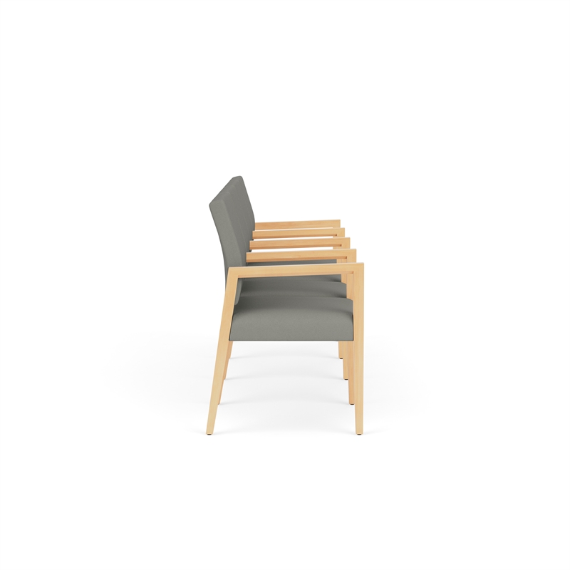Pemberly Row Waiting Reception 4 Seat Tandem Seating Wood Frame in Gray