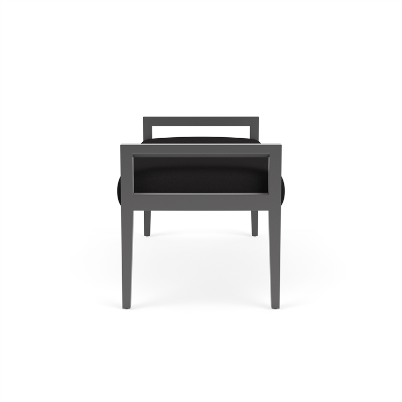 Pemberly Row Waiting Reception 2 Seat Bench Wood Frame in Black
