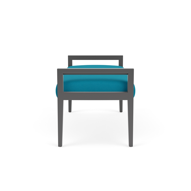 Pemberly Row Waiting Reception 2 Seat Bench Wood Frame in Teal