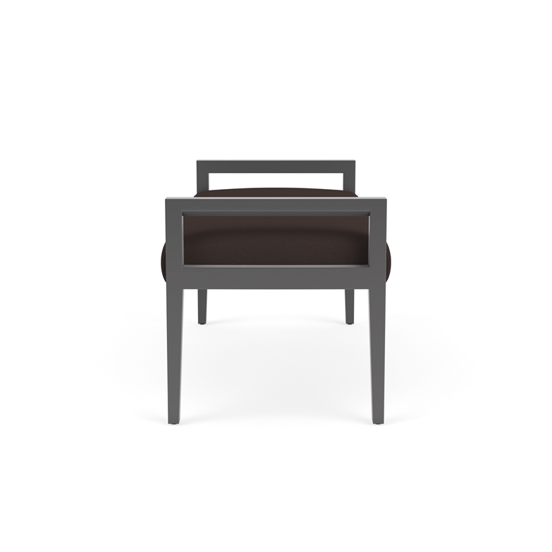 Pemberly Row Waiting Reception 2 Seat Bench Wood Frame in Brown