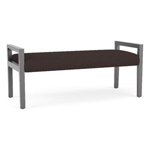 Pemberly Row Waiting Reception 2 Seat Bench Wood Frame in Brown