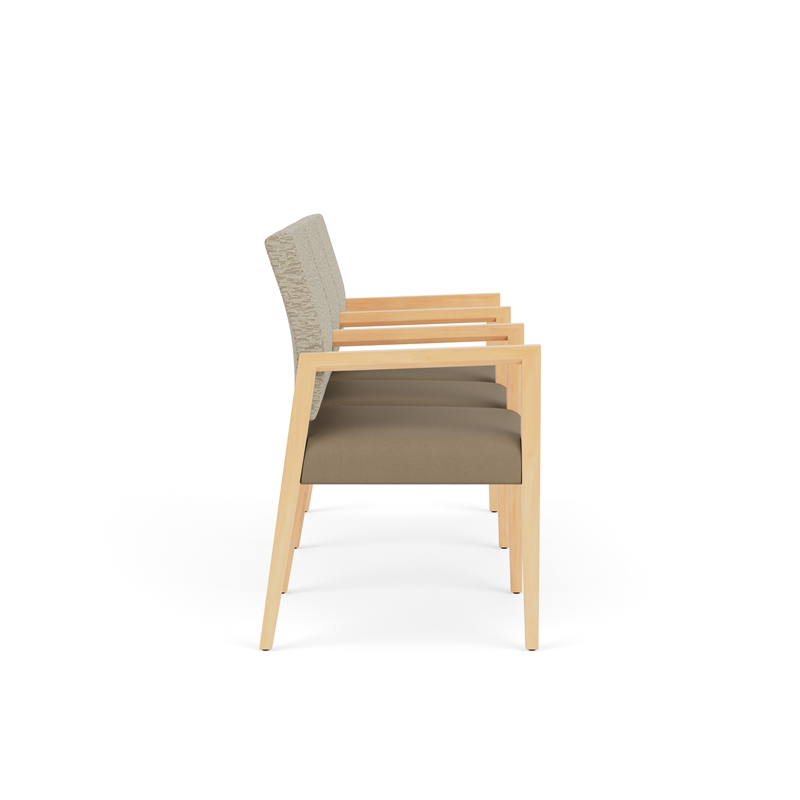 Pemberly Row Waiting Reception 3 Seat Tandem Seating Wood Frame in Brown