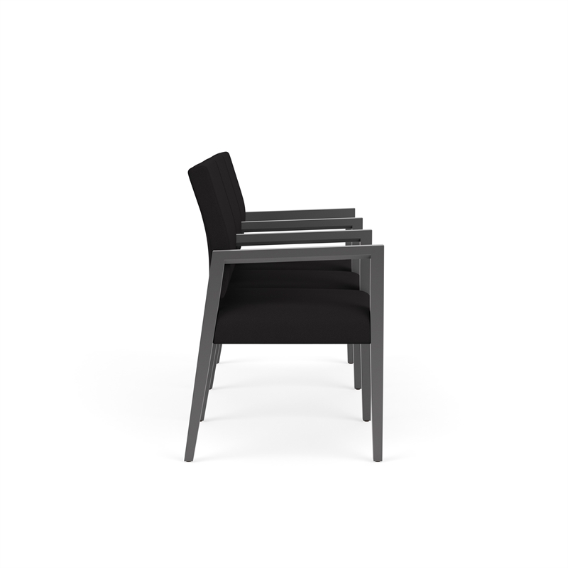 Pemberly Row Waiting Reception 3 Seat Tandem Seating Wood Frame in Black