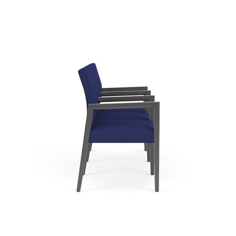 Pemberly Row Waiting Reception 3 Seat Tandem Seating Wood Frame in Blue