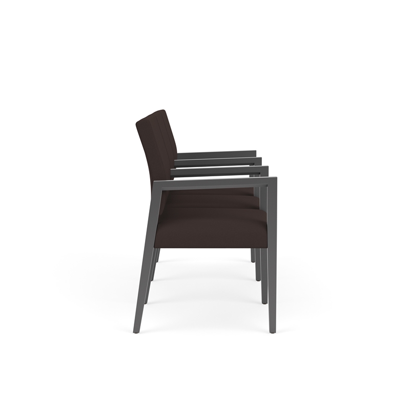 Pemberly Row Waiting Reception 3 Seat Tandem Seating Wood Frame in Brown